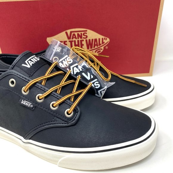 VANS Atwood Shoes Men's Leather Black Casual Low Top Skate Sizes VN0A327L68X - Picture 4 of 9